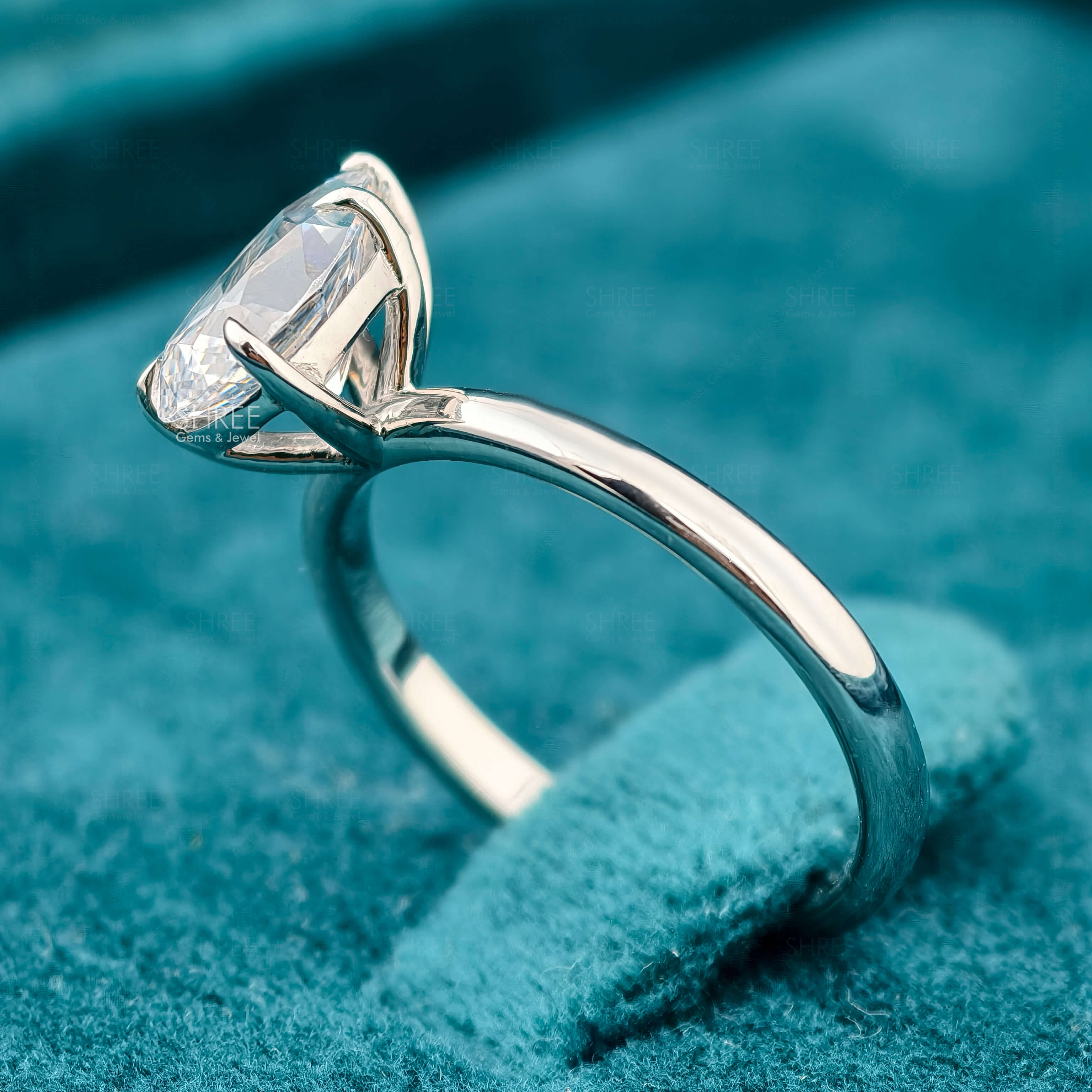 Side View of 2 Carat Pear Solitaire Diamond Ring