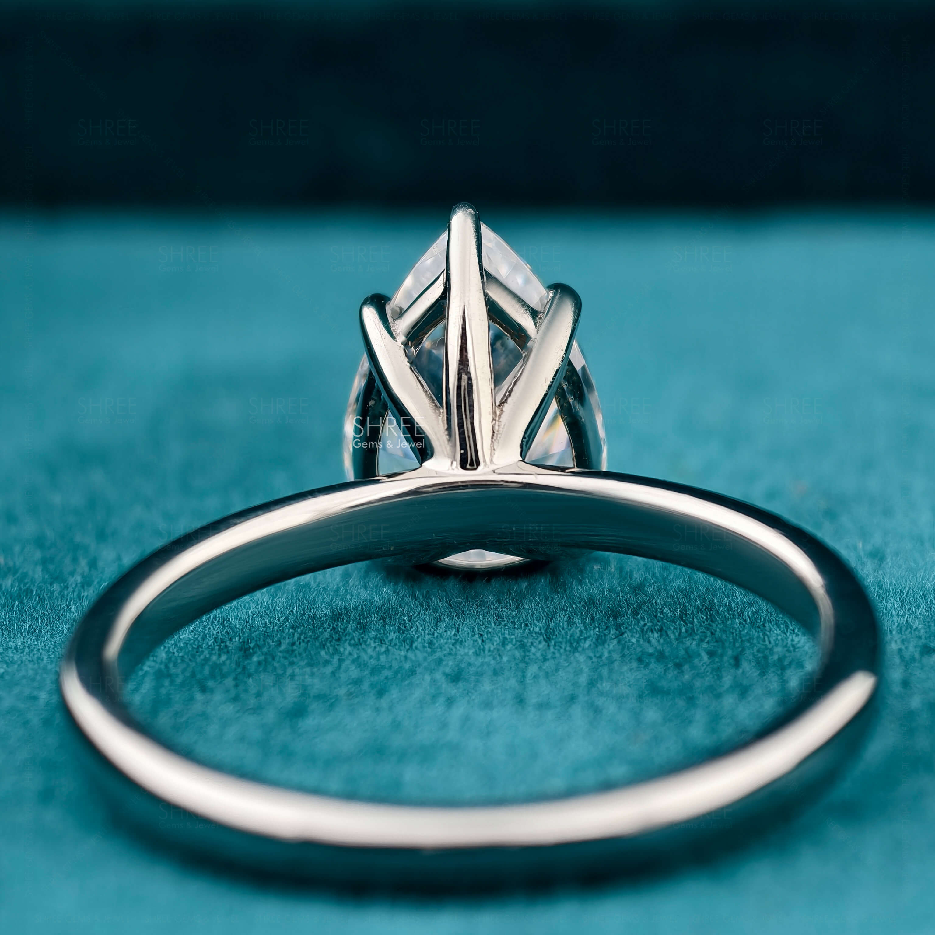 Back Side View of 2 Carat Pear Solitaire Diamond Ring