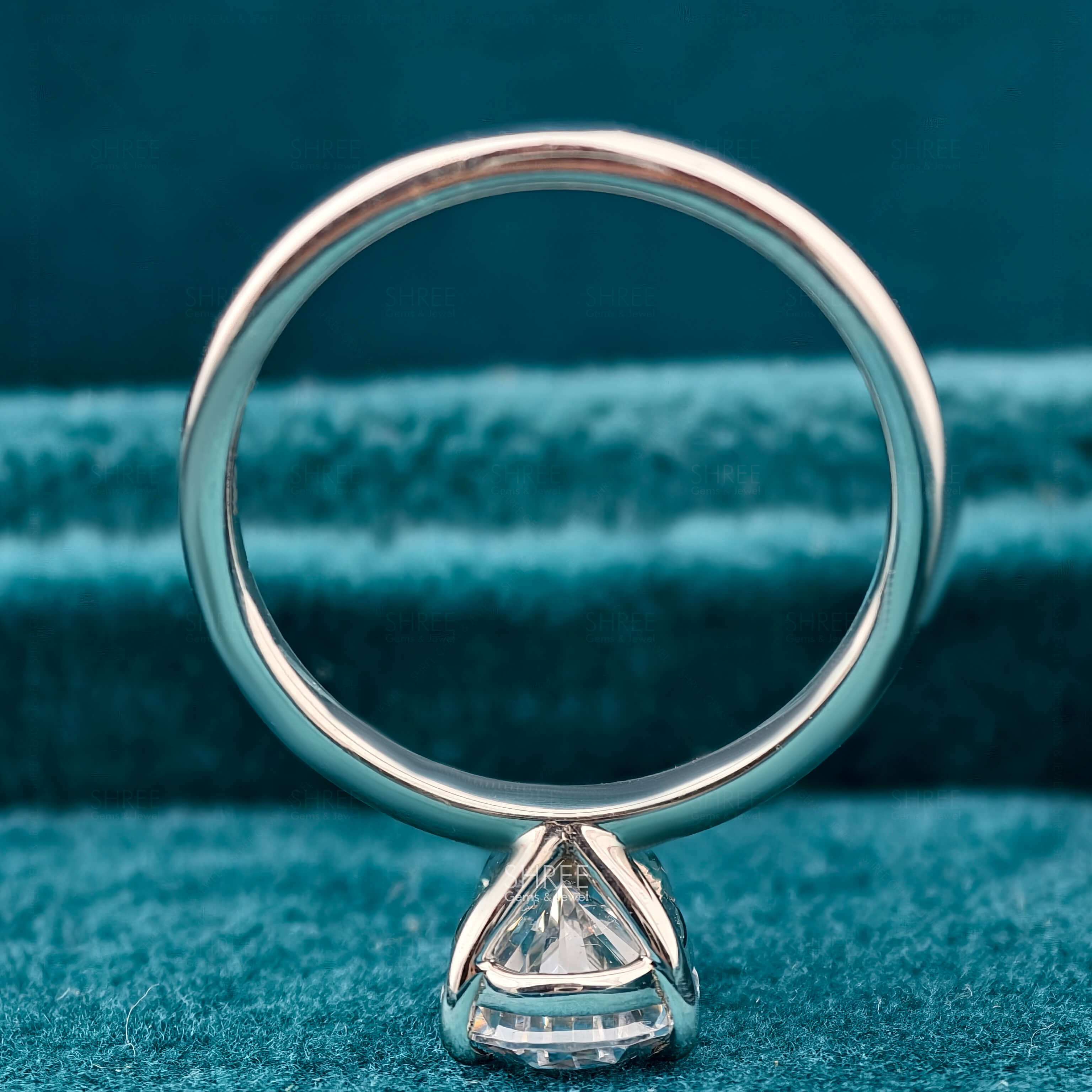 Upside-down view of 2 Carat Pear Solitaire Diamond Ring