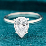 Front View of 2 Carat Pear Solitaire Diamond Ring
