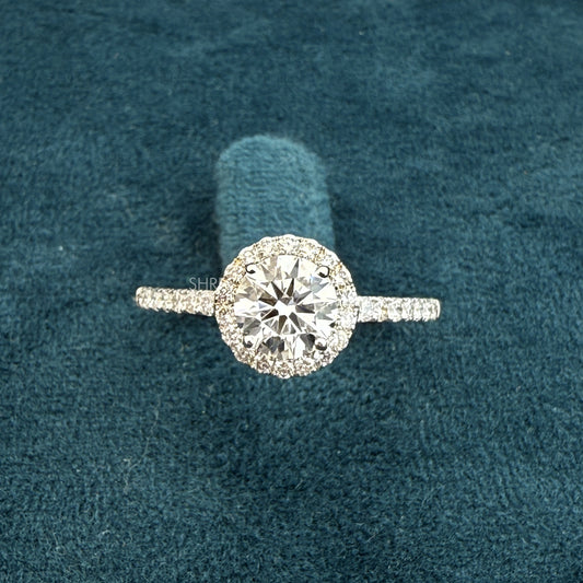 Front view of 2 Carat Round Halo Lab Diamond Engagement Ring