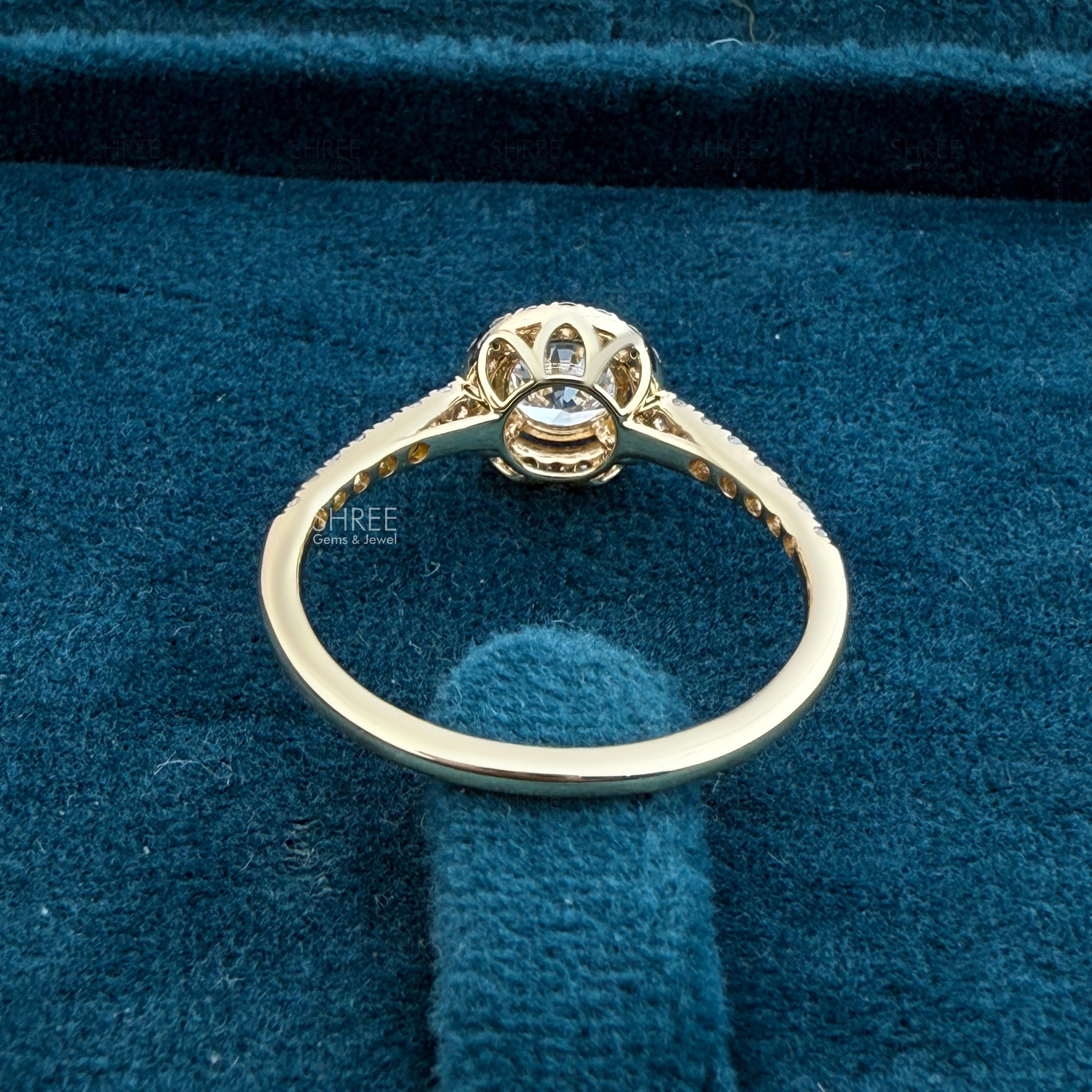 backside view of 2 Carat Round Halo Lab Diamond Engagement Ring