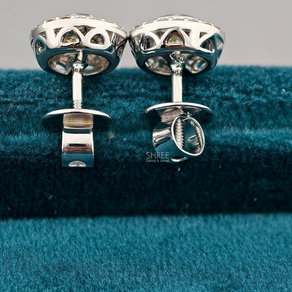 Back View of Halo Lab Grown Diamond Earrings