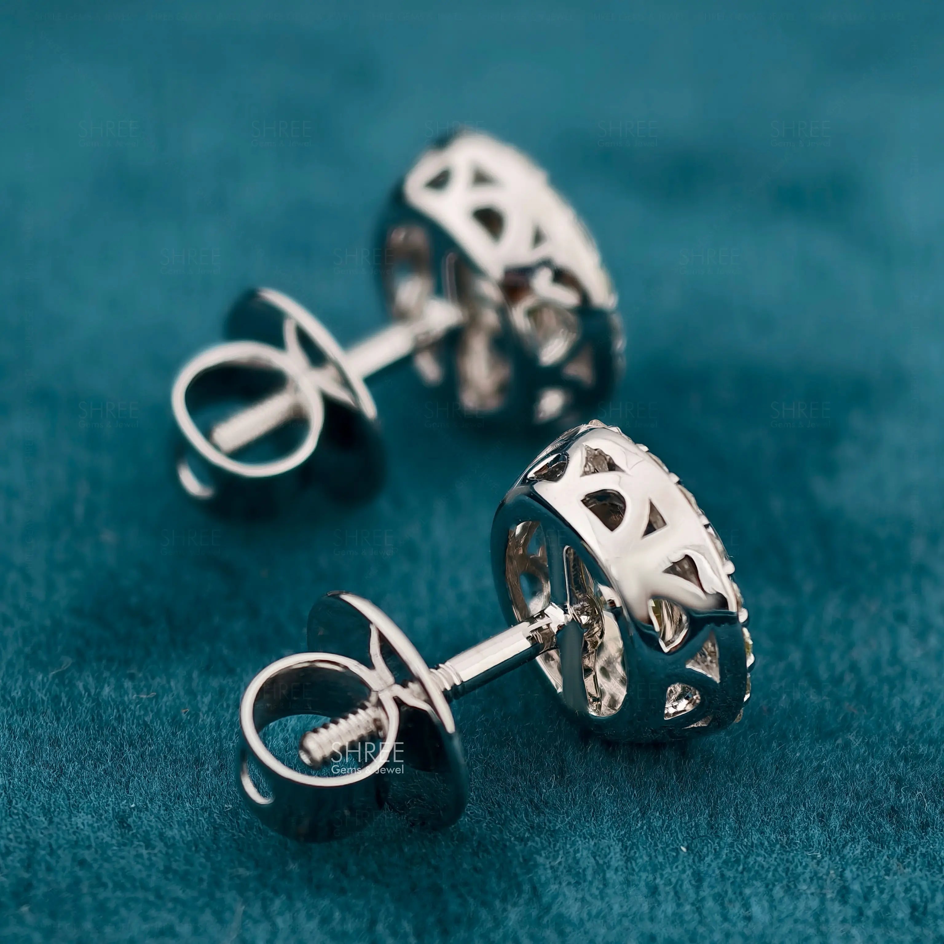 Back View of Halo Lab Grown Diamond Earrings