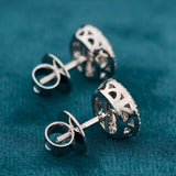 Angled Back Detail of Diamond Halo Stud Earrings​

