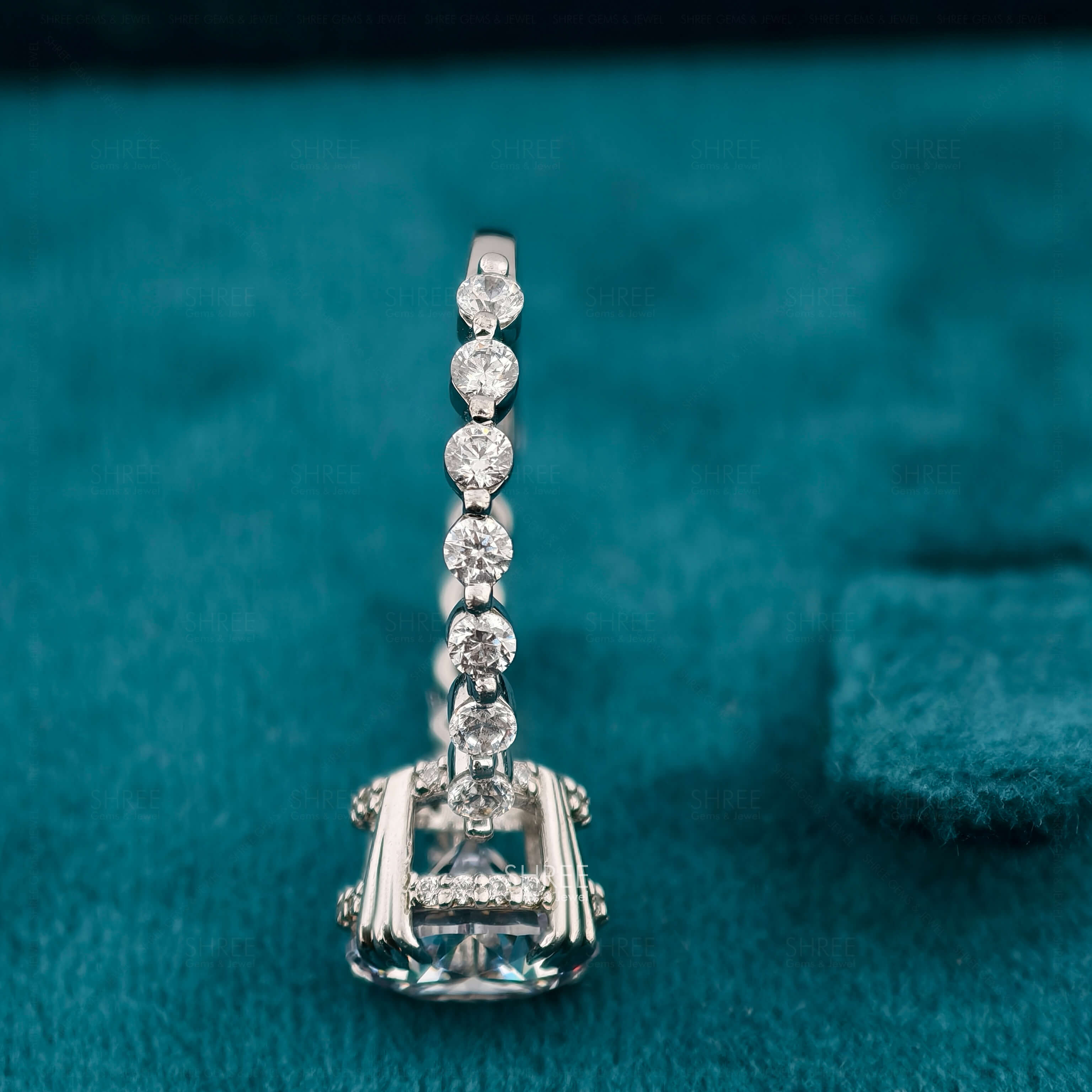 Side View of 2 Carat Round Hidden Halo Engagement Ring
