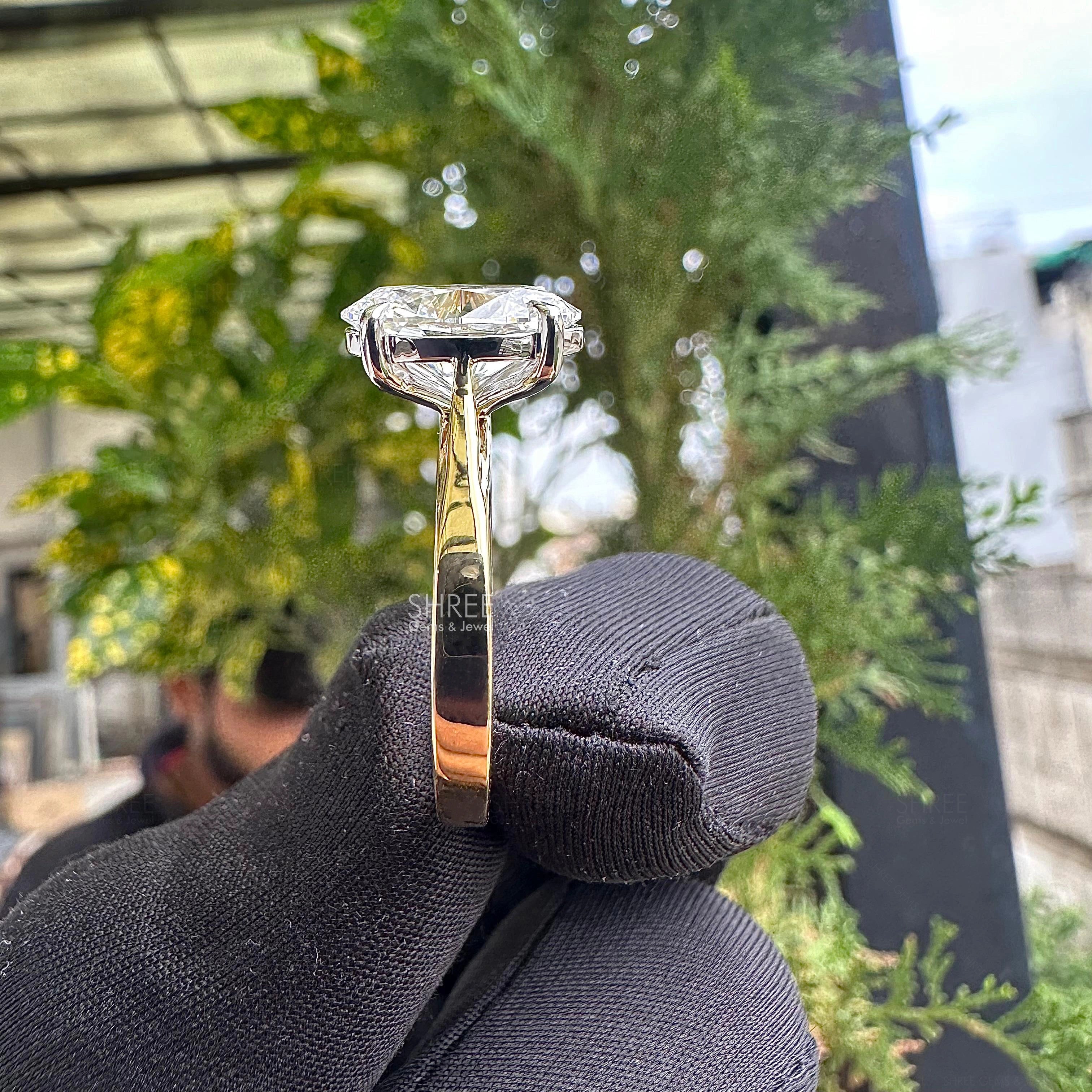 Side View of 2 Carat Oval Lab Diamond Ring