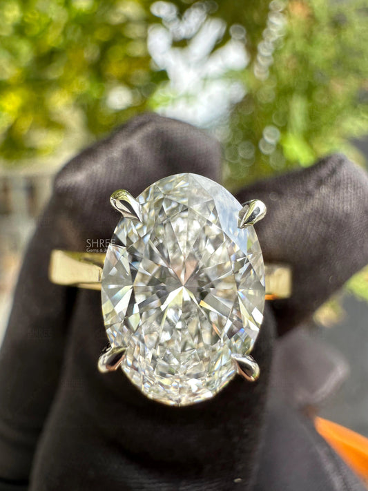 Front View of Lab Created Oval Diamond Engagement Rings​