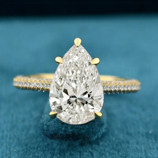 Front View of 2 Carat Pear Diamond Engagement Ring