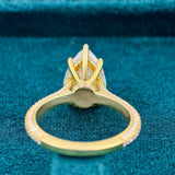 Angled Upright View Pear Shaped Lab Created Diamond Ring​