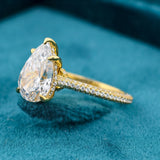 Side View of Pear Cut Lab Grown Diamond Engagement Ring