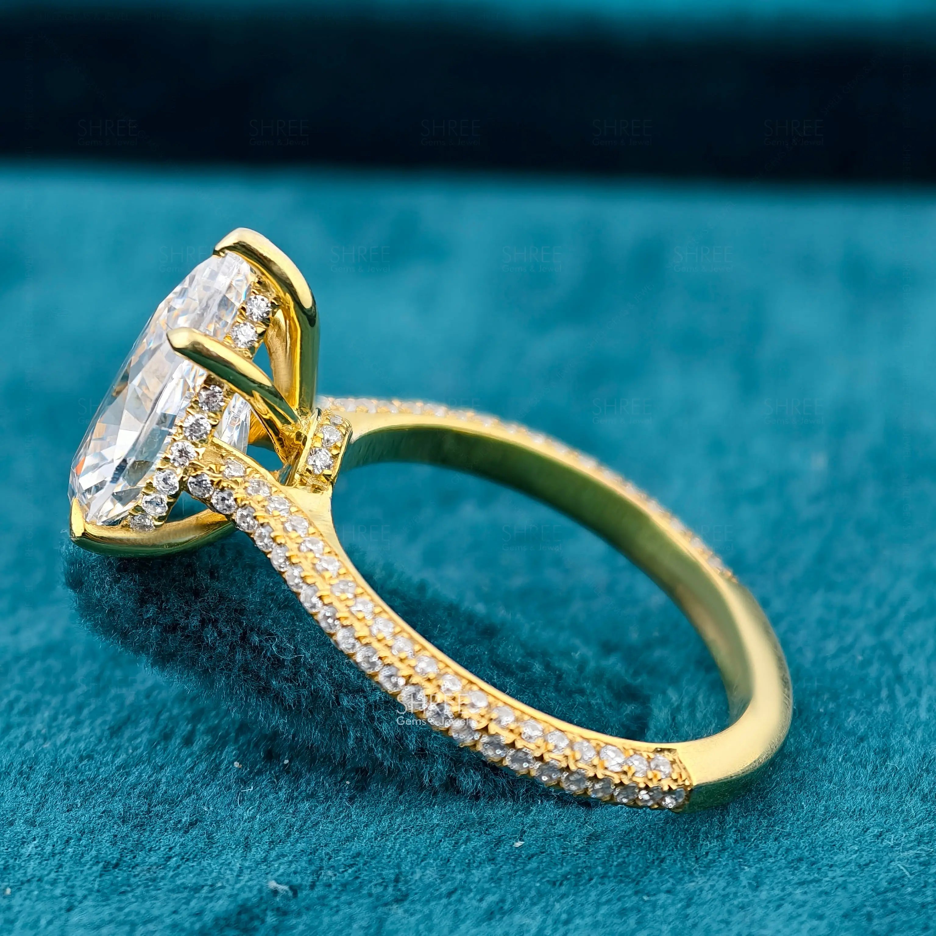 Straight Back View of Pear Shaped Diamond Ring