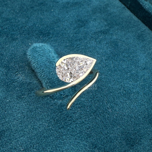Front View of 2 Carat Pear Shaped Diamond Ring
