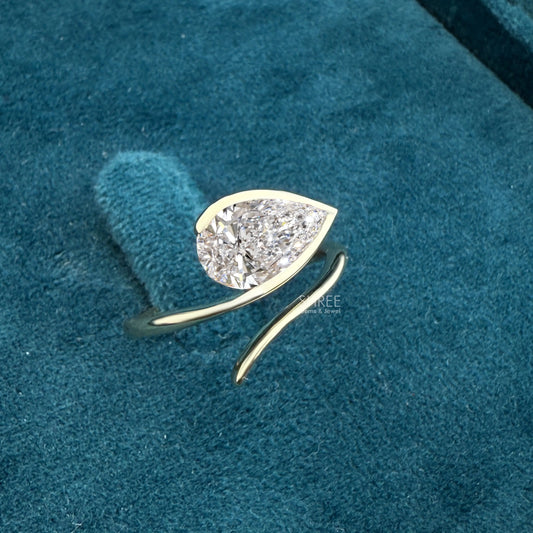 Front View of 2 Carat Pear Shaped Diamond Ring