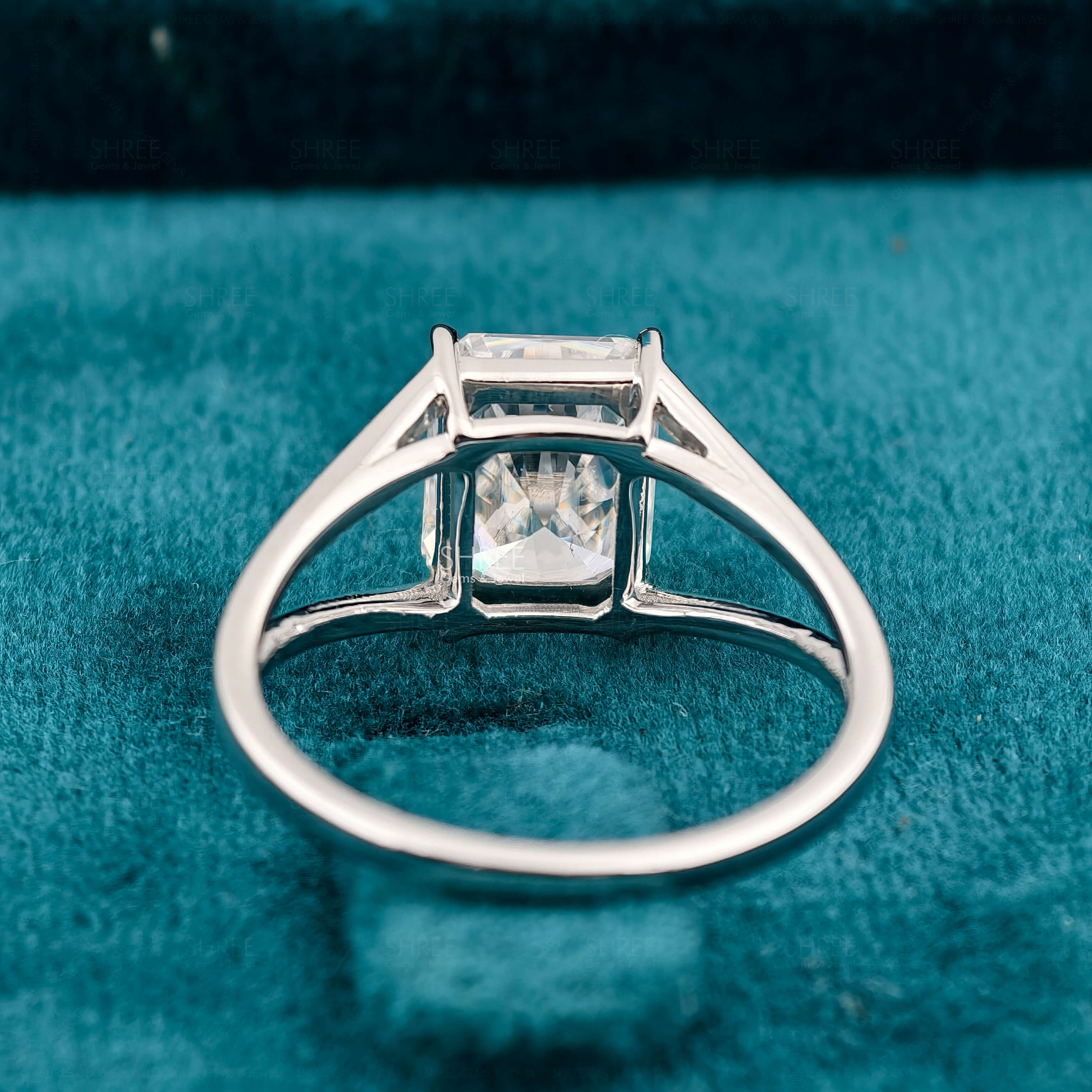 Back Side View of 2 Ct Radiant Cut Solitaire Engagement Ring