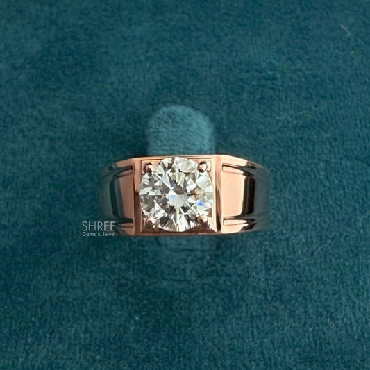 front view of round brilliant cut diamond ring​