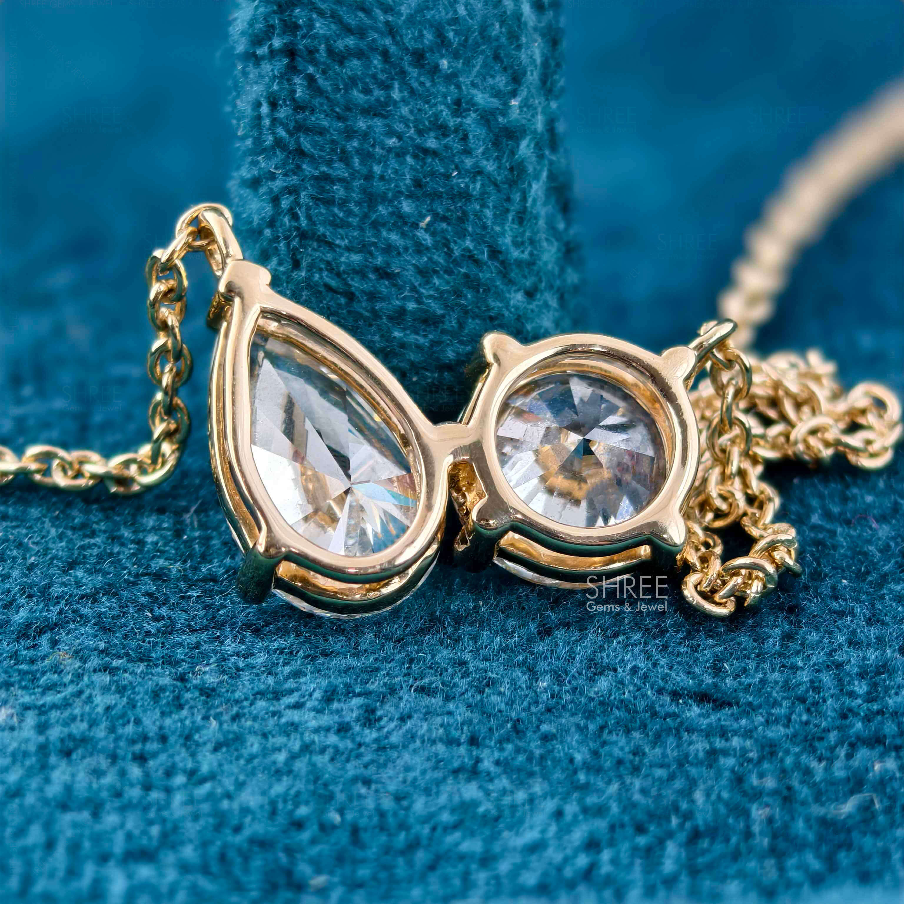 2 Ct Round & Pear Toi Et Moi Diamond Necklace