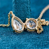 2 Ct Round & Pear Toi Et Moi Diamond Necklace