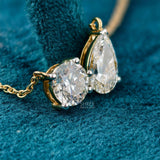2 Ct Round & Pear Toi Et Moi Diamond Necklace