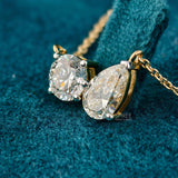 2 Ct Round & Pear Toi Et Moi Diamond Necklace