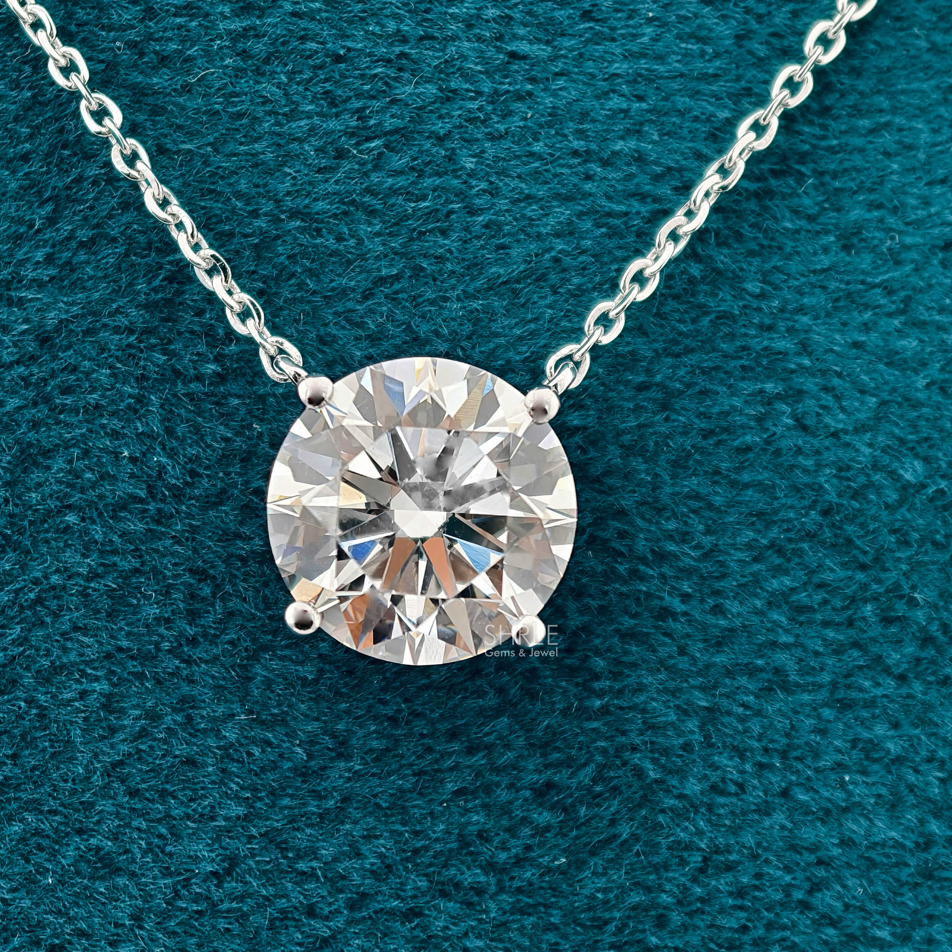 front view of lab created diamond necklace​

