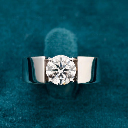 Front View of 2 Ct Solitaire Men's Lab Grown Diamond Rings​
