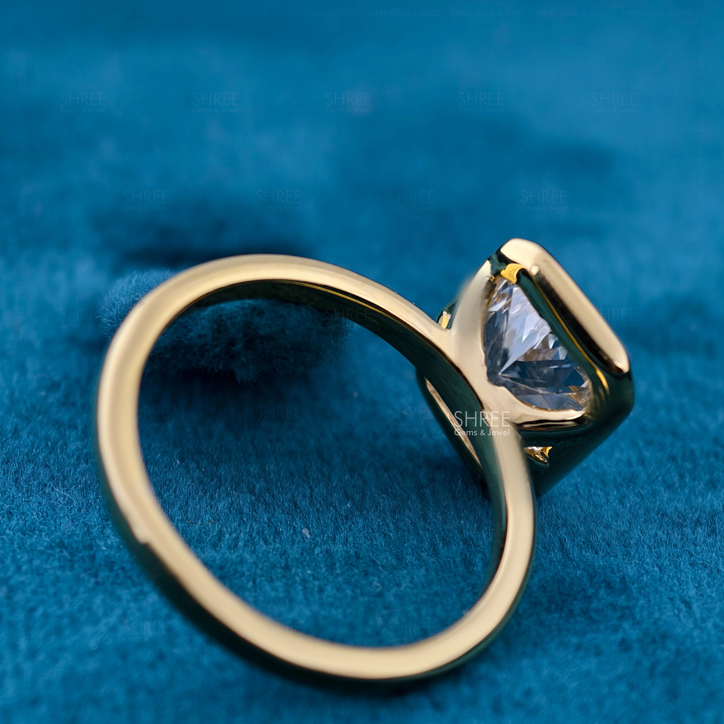 Back View of Radiant Cut Solitaire Diamond Engagement Rings​