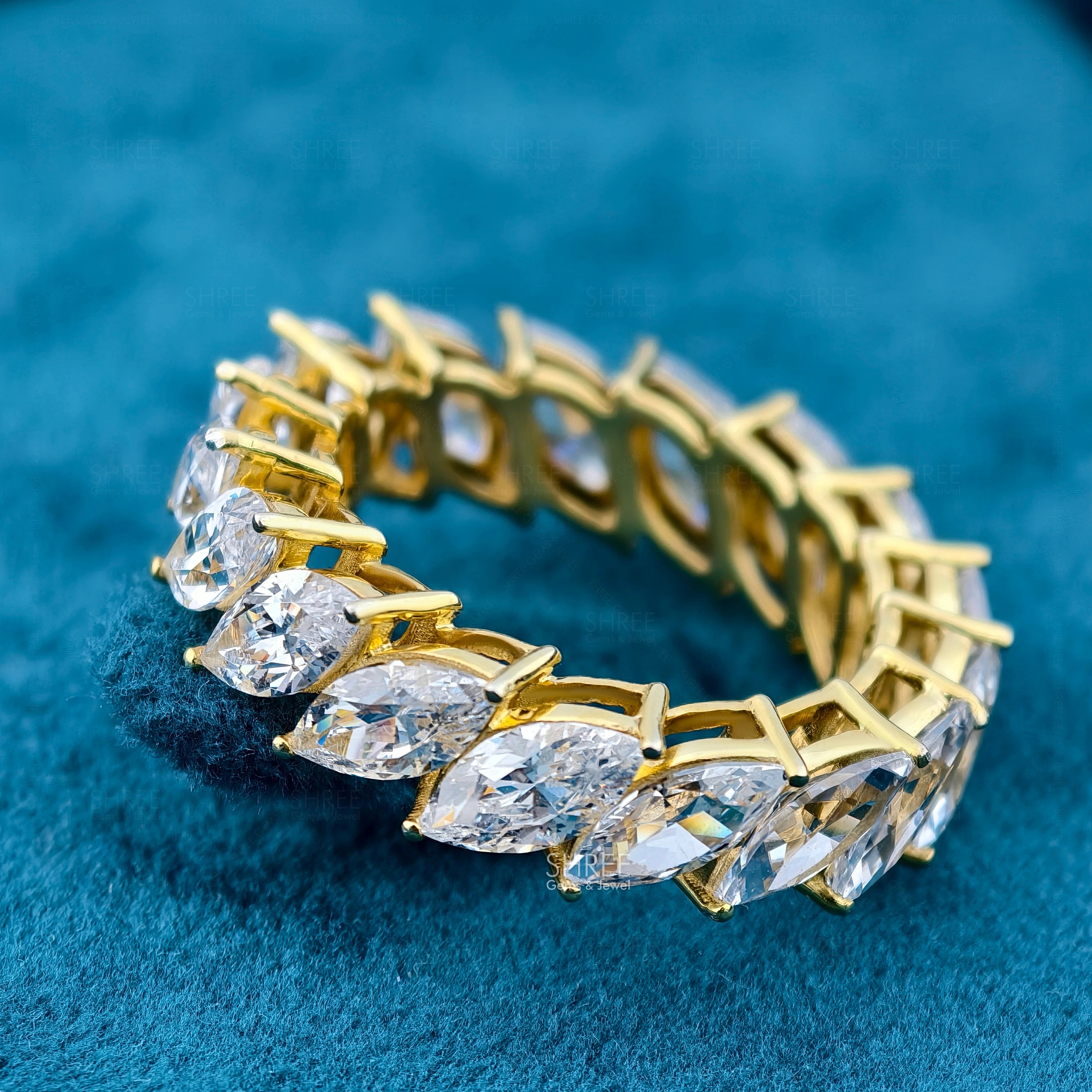 Side Front View of Lab Created Diamond Wedding Band
