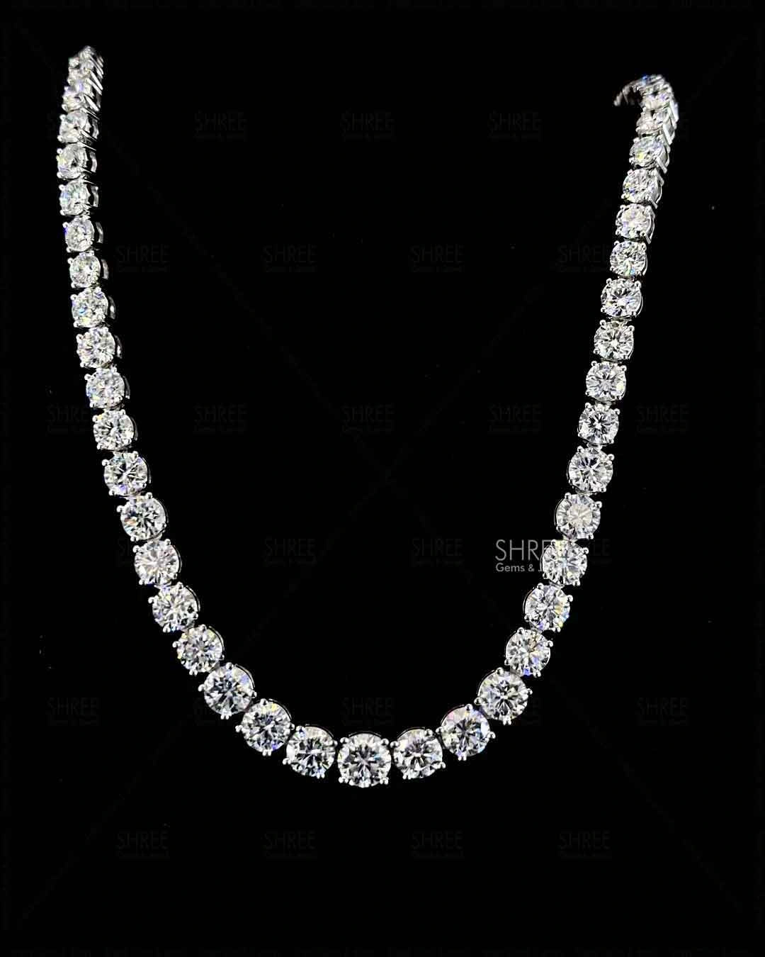 full view of lab created diamond tennis necklace​

