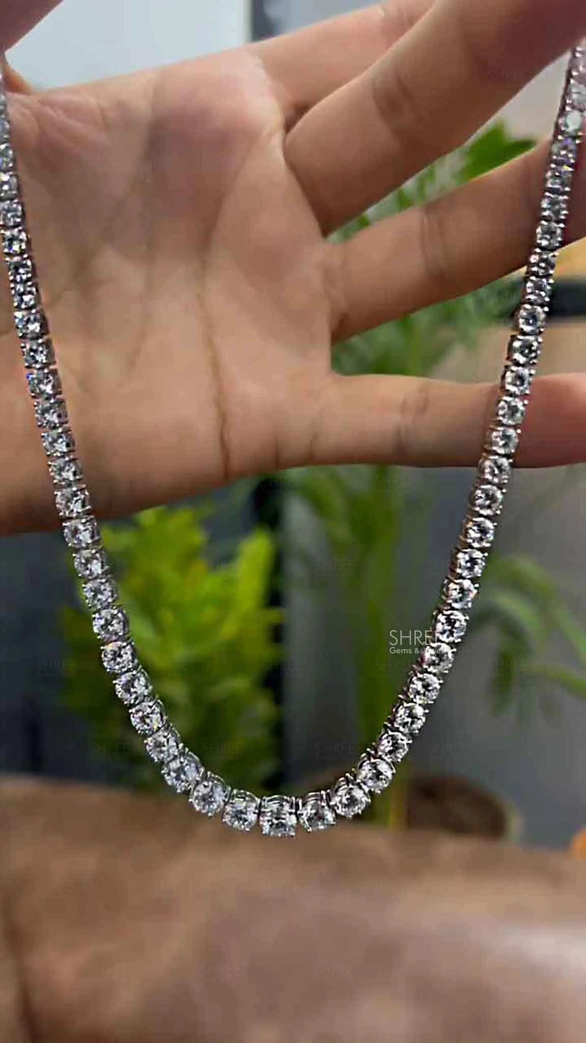 front view of diamond tennis necklaces for women
