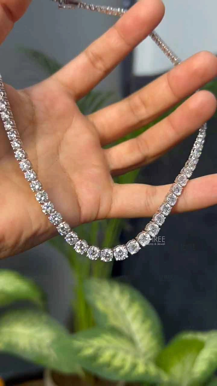 zoom view of lab created diamond tennis necklace​

