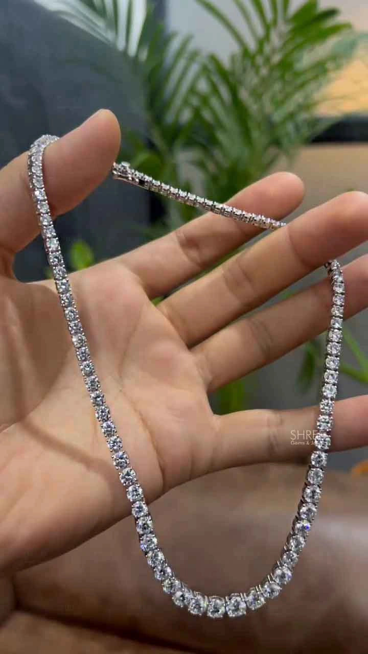 full view of diamond tennis necklace women​

