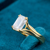 Side View of 3 Carat Emerald Cut Diamond Solitaire Ring