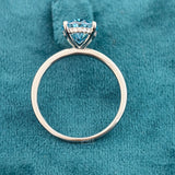 Full band view of 3 Carat Fancy Blue Oval Hidden Halo Engagement Ring