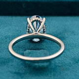 Back View of 3 Carat Fancy Blue Oval Hidden Halo Engagement Ring