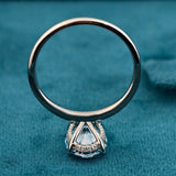 upside down view of 3 Carat Fancy Blue Oval Hidden Halo Engagement Ring