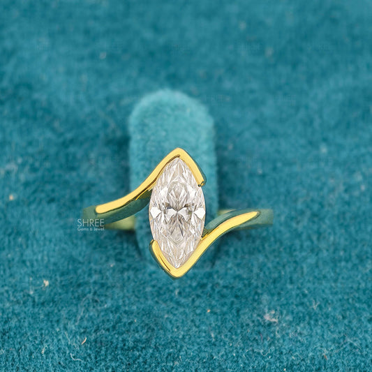 Front View of 3 Carat Marquise Diamond Bypass Ring​ for Women