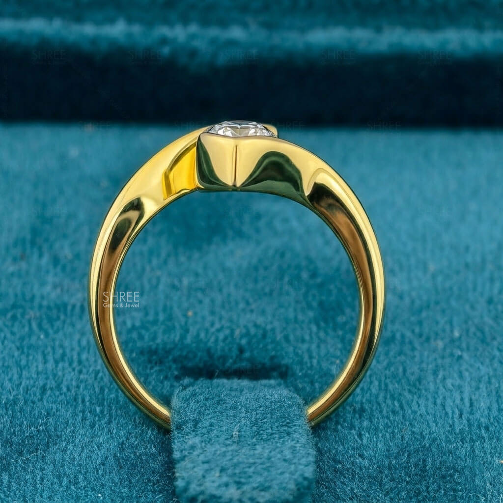 Full Band View of 3 Carat Marquise Diamond Bypass Ring​ for Women