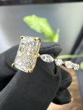side view of 3 carat radiant cut lab grown diamond ring