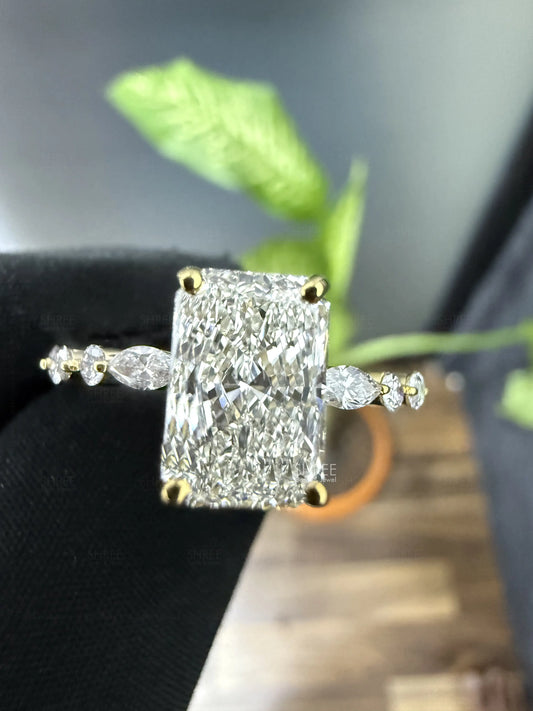 Front View of Radiant Lab Grown Diamond Ring​
