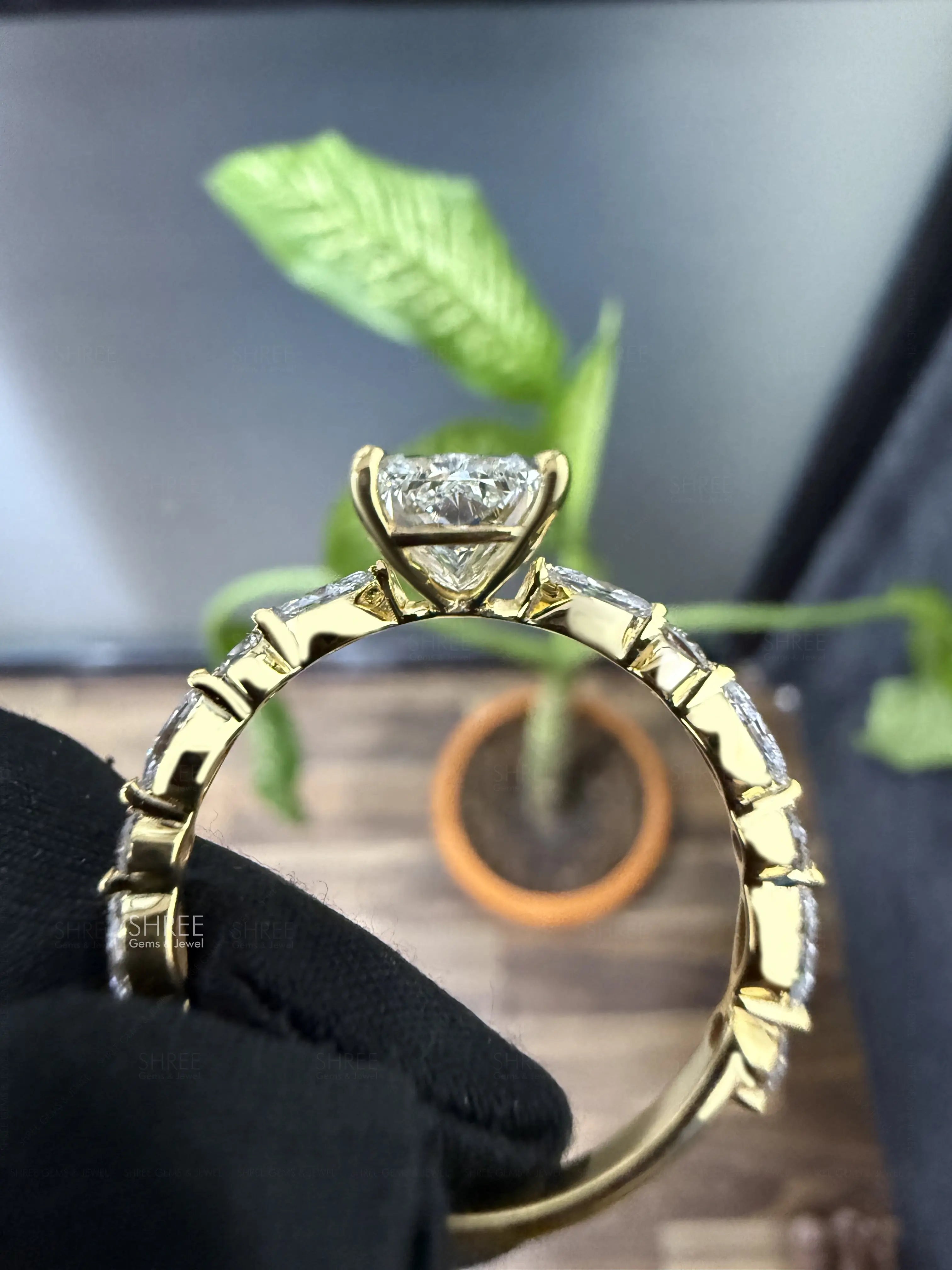 full view of 3 carat radiant cut diamond ring​
