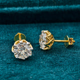Side Angle of 3 Carat Round Lab Created Diamond Tulip Stud Earrings
