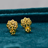 Full Back of 3 Carat Round Lab Created Diamond Stud Earrings Featuring Tulip Basket Setting
