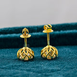 Full Back Standing View of 3 Carat Round Lab Created Diamond Stud Earrings