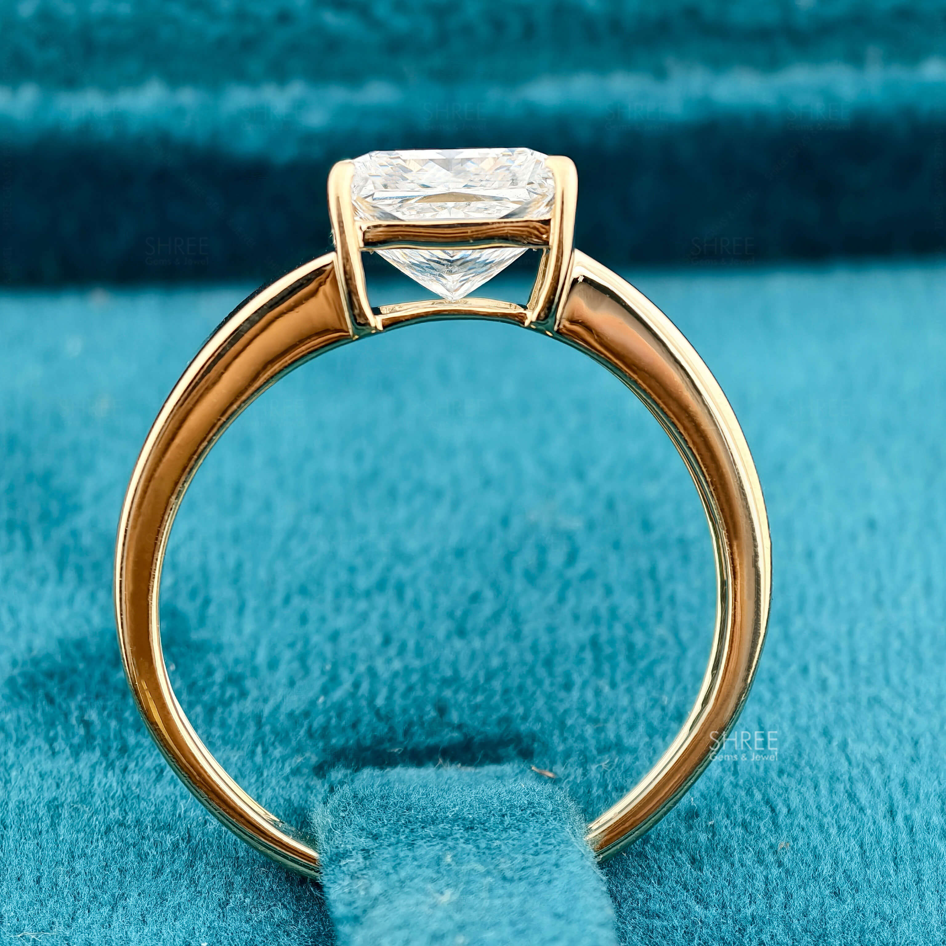 Full Band View of 3 Carat Solitaire Princess Cut Diamond Ring for Men
