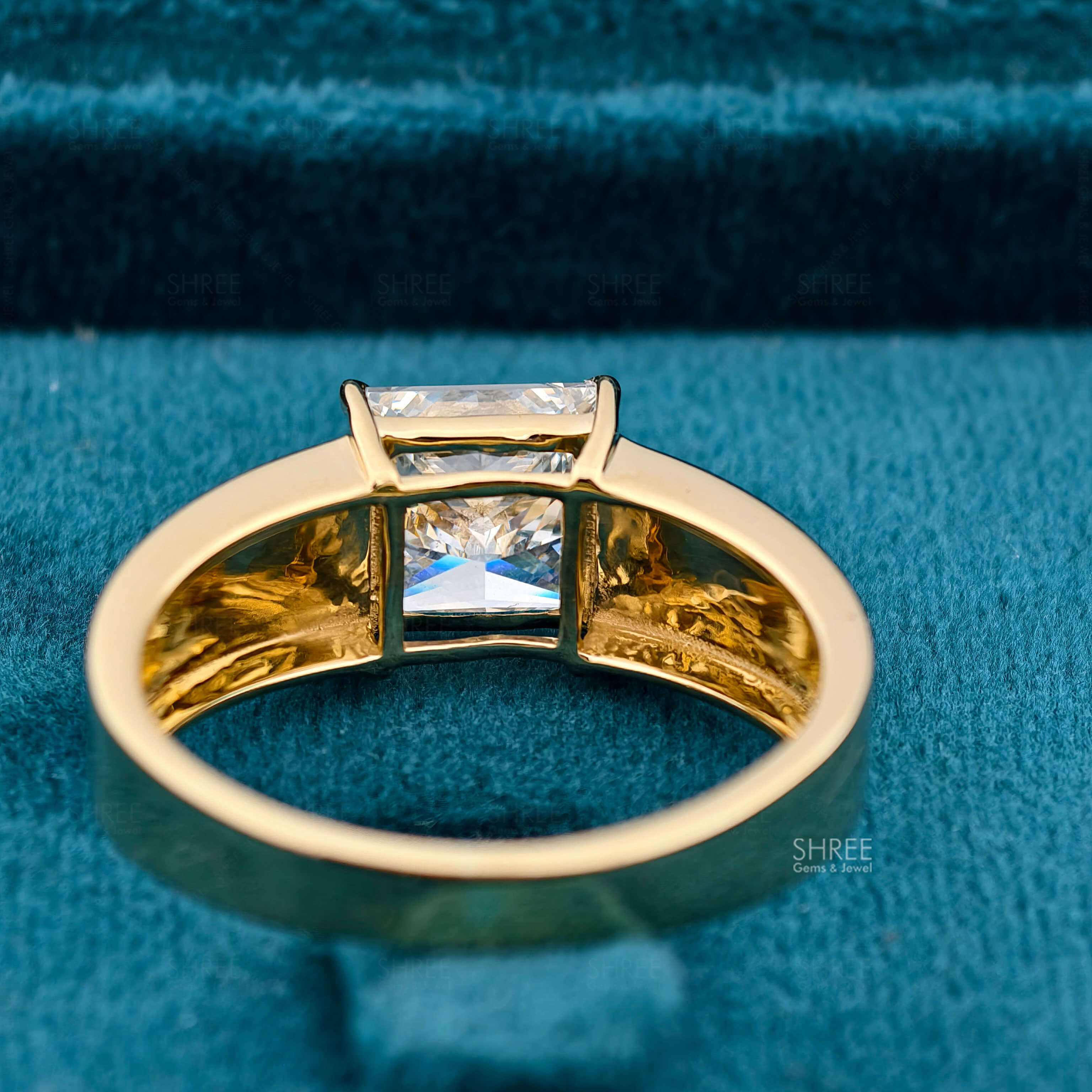 Back Side View of 3 Carat Solitaire Princess Cut Diamond Ring for Men