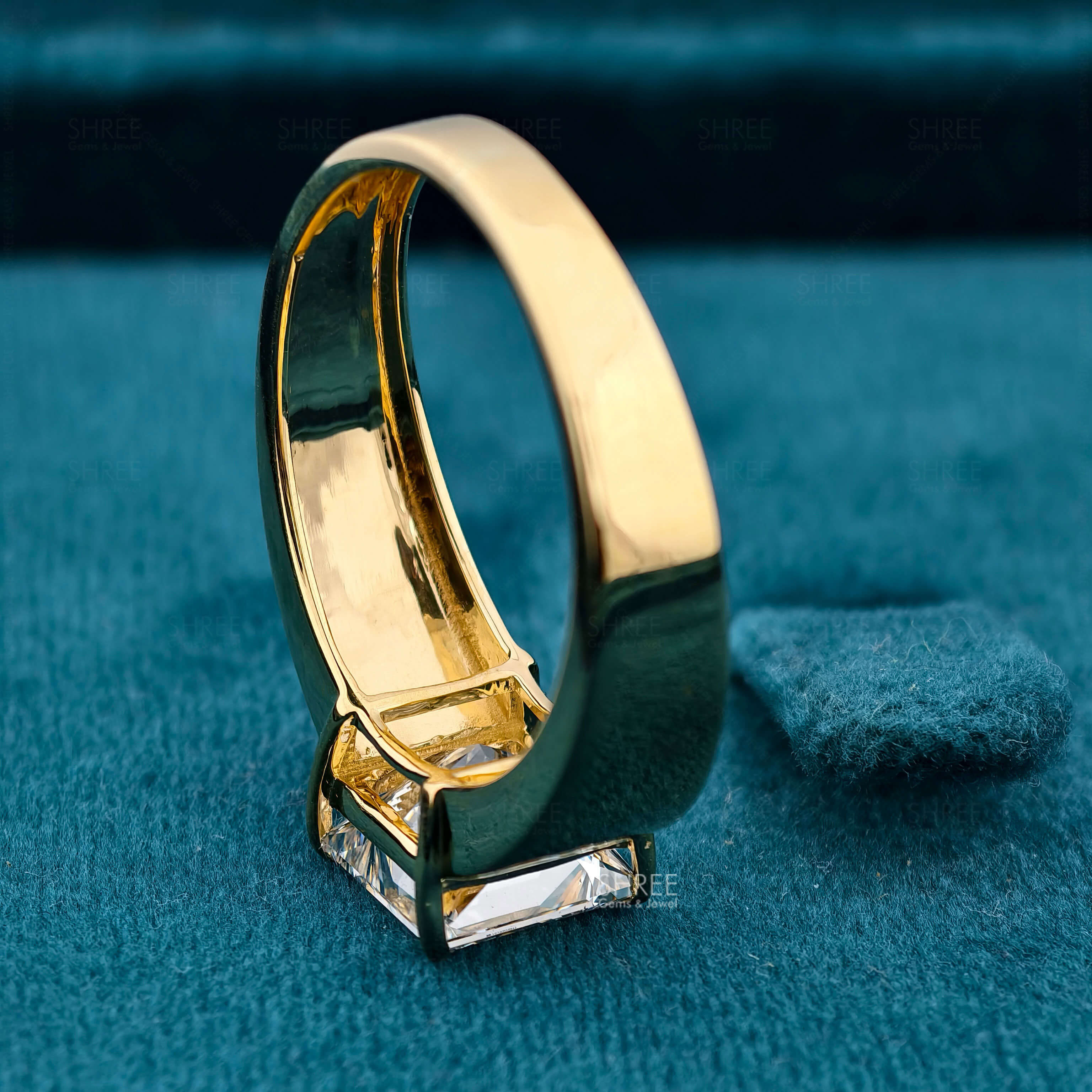 Gallery View of 3 Carat Solitaire Princess Cut Diamond Ring for Men