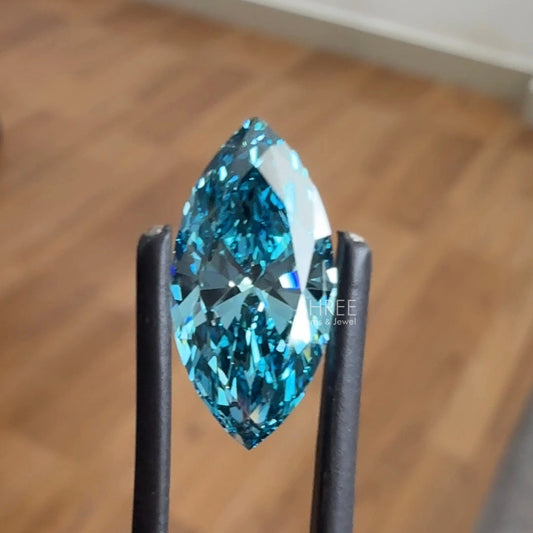 Front View of 3 Ct Marquise Blue Diamond​