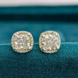 front view of cushion cut diamond earrings​