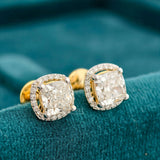 side view of cushion cut diamond stud earrings​

